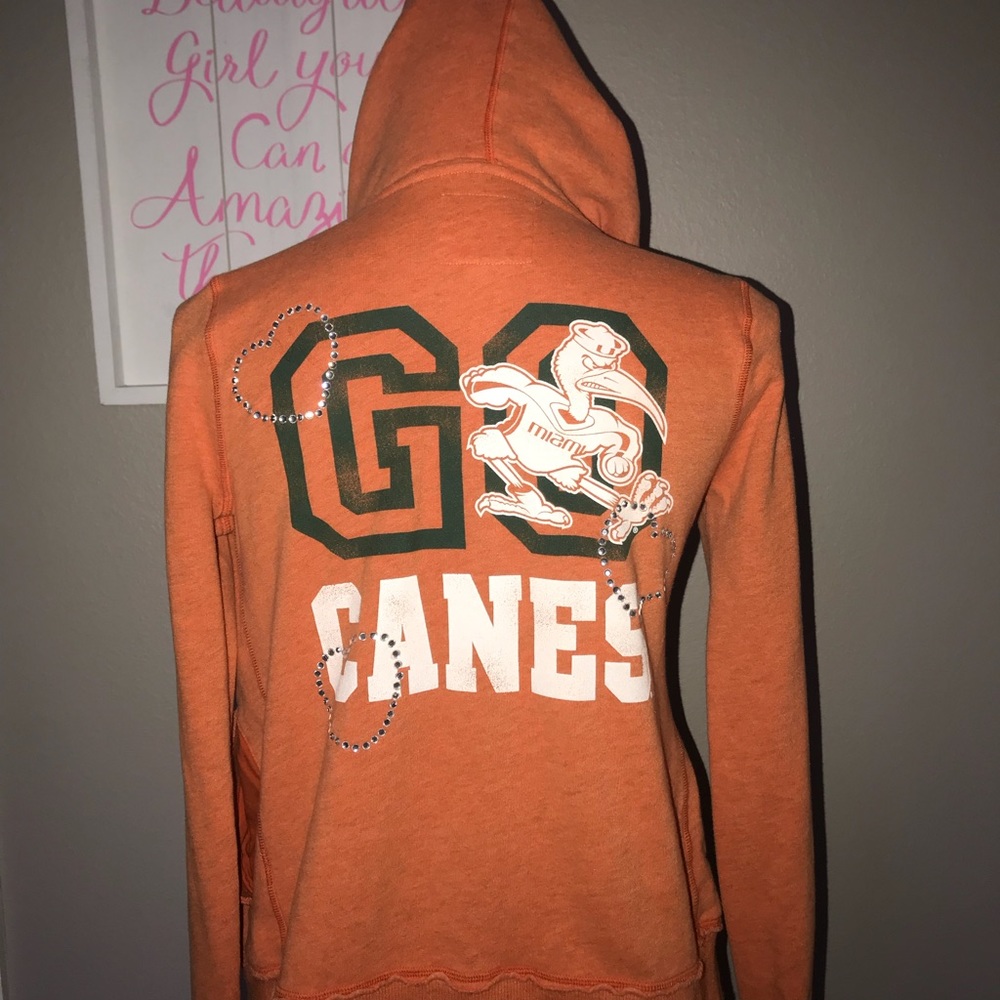 PINK Miami hurricanes hoodie bling 🧡💚